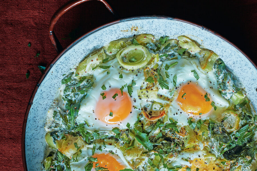 Green Baked Eggs