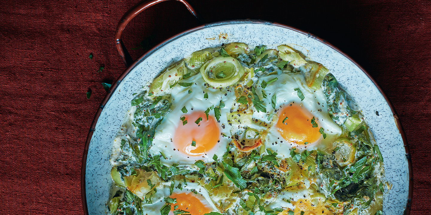 Green Baked Eggs