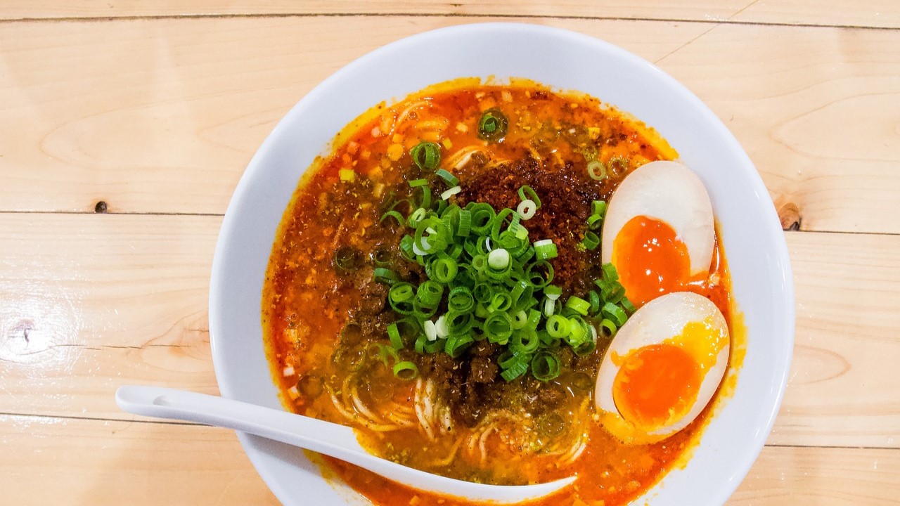 Spicy ramen with poached egg
